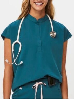 FIGS Rafaela Scrub Top Deep Teal Medium